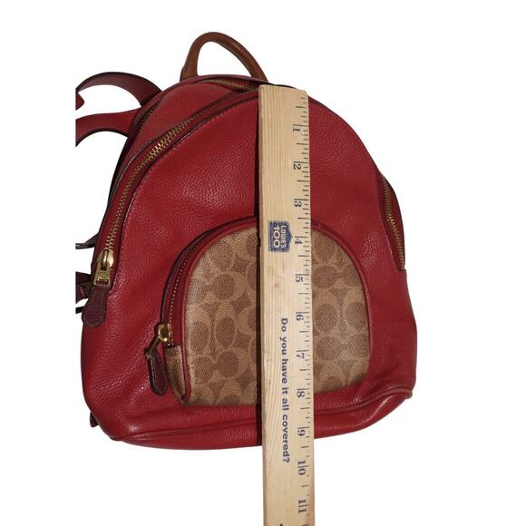 Coach 657 Carrie 23 Backpack Signature Colorblock Tan Red Apple Multi - Picture 13 of 14